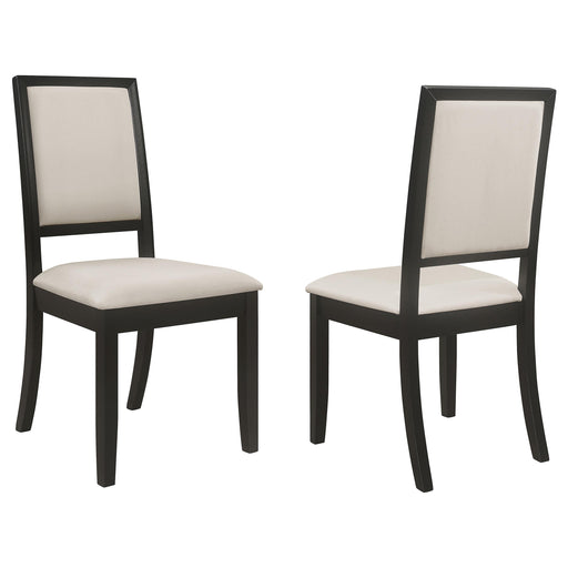 Louise Upholstered Dining Side Chairs Black and Cream (Set of 2) image