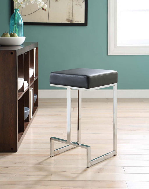 Gervase Square Counter Height Stool Black and Chrome image