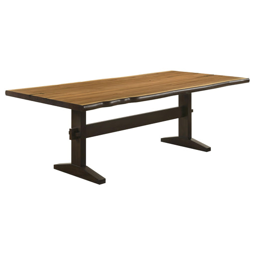 Bexley Live Edge Trestle Dining Table Natural Honey and Espresso image