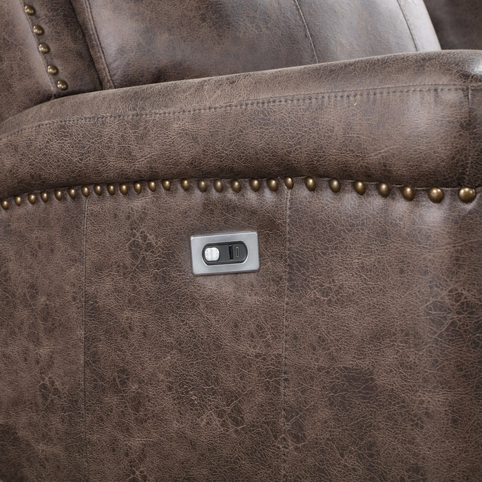 Quade Console Loveseat W/ Pwr Fr-Mocha