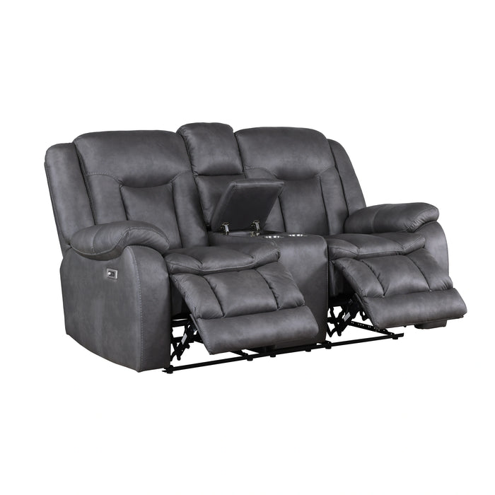 Morello Console Loveseat W/Pwr Fr-Gray