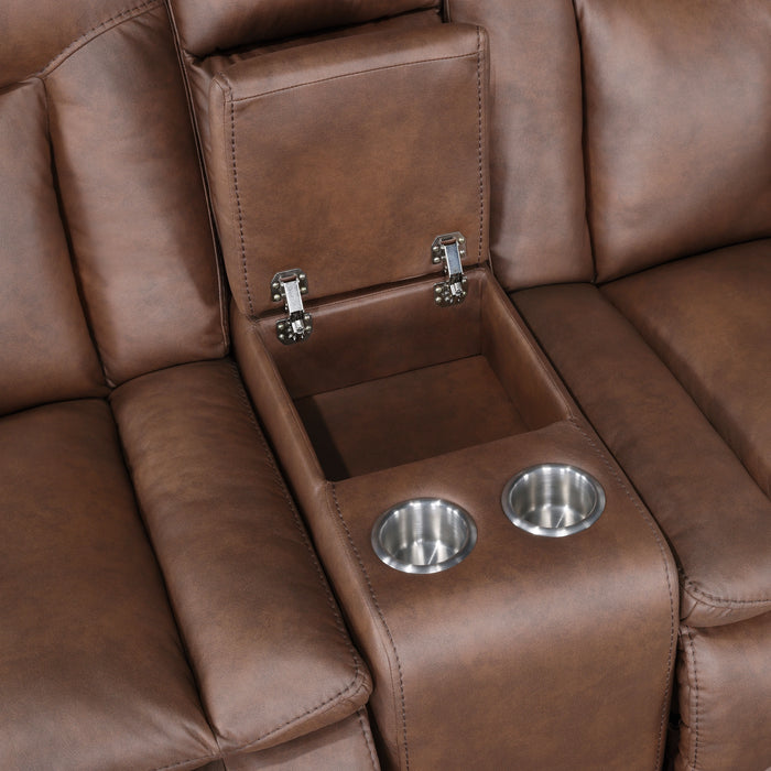 Morello Console Loveseat W/Pwr Fr-Brown