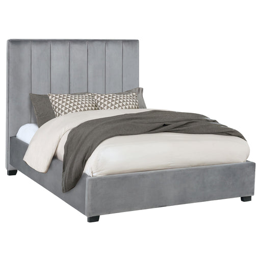Arles Queen Vertical Channeled Tufted Bed Grey image