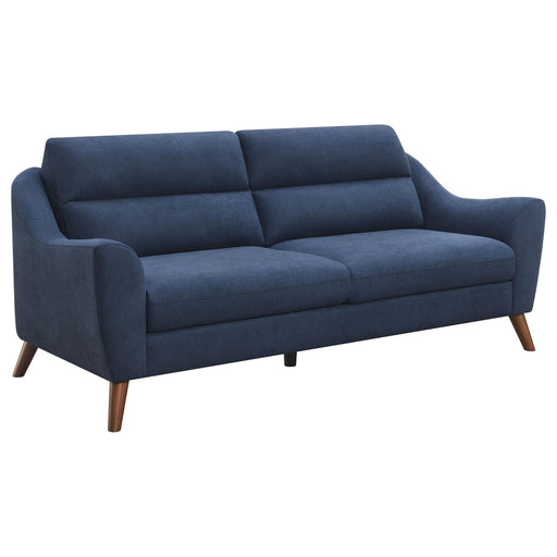 Gano Sloped Arm Upholstered Sofa Navy Blue image