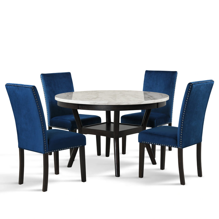 Celeste 48" Round Dining Table-Espresso/Faux Marble
