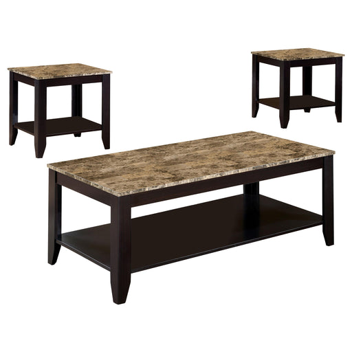 Flores 3-piece Occasional Table Set with Shelf Cappuccino image