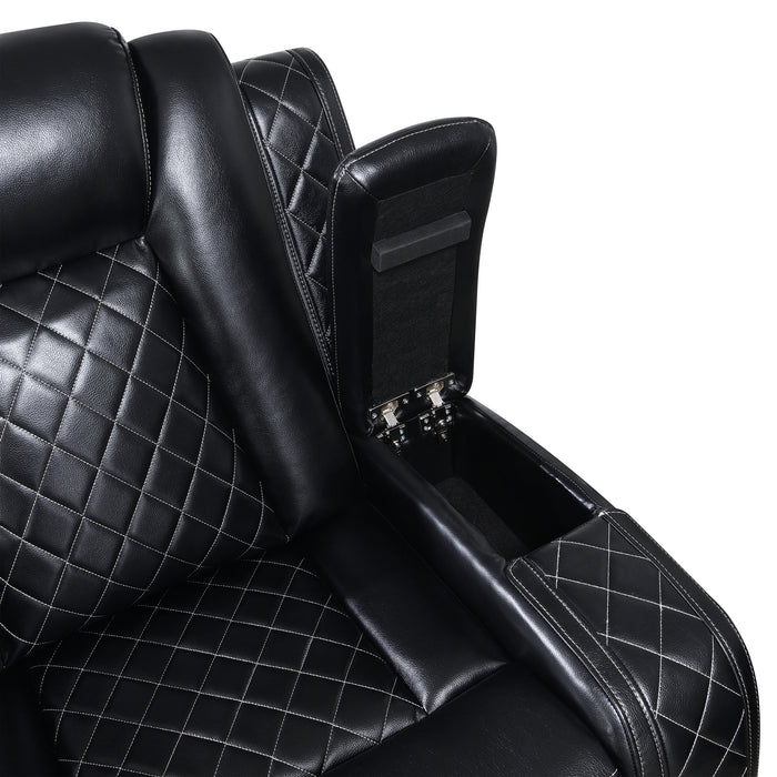 Orion Ii Sofa W/Dual Recliner-Black