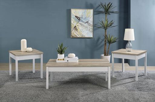 Stacie 3-piece Composite Wood Coffee Table Set Antique Pine and White image