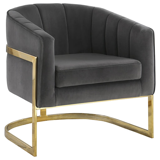 Joey Tufted Barrel Accent Chair Dark Grey and Gold image