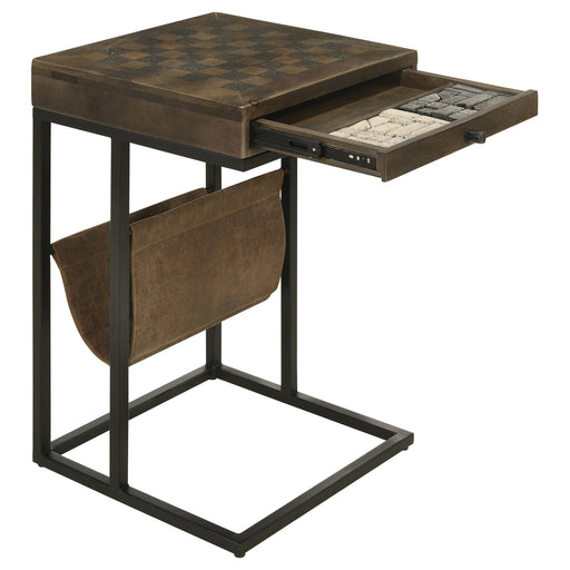 Chessie 1-drawer Square Side Table With Leatherette Sling Tobacco and Black image