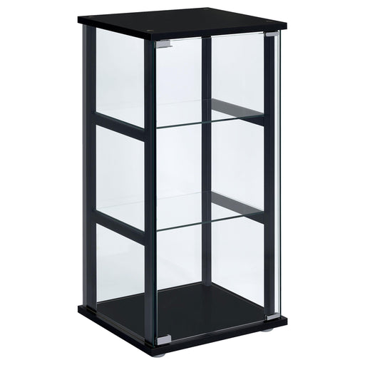 Cyclamen 3-shelf Glass Curio Cabinet Black and Clear image
