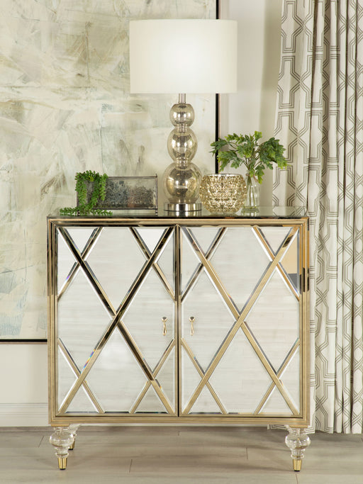 Astilbe 2-door Accent Cabinet Mirror and Champagne image