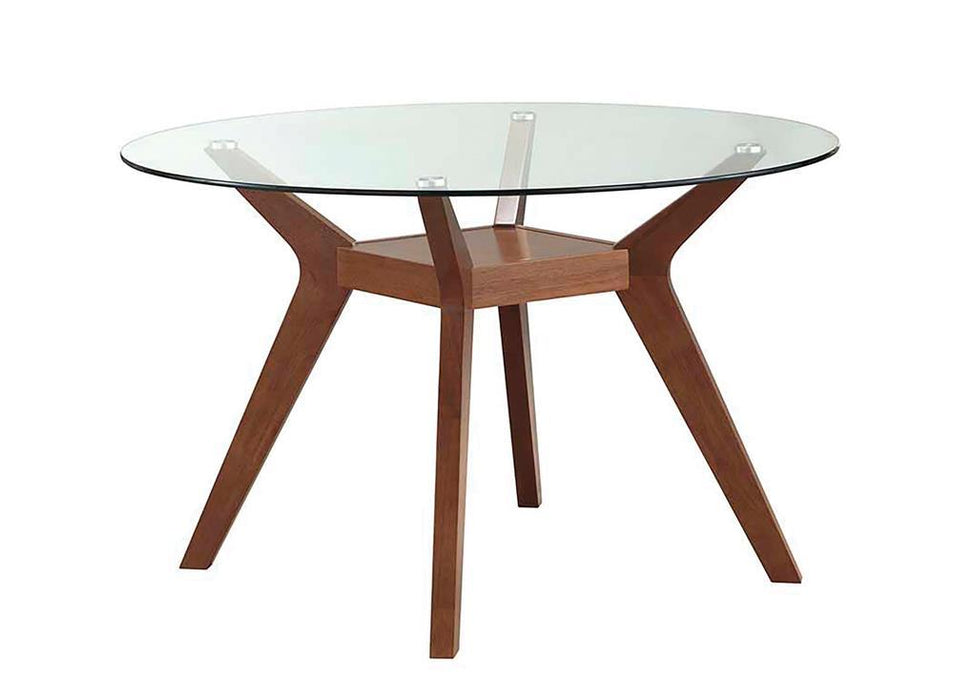 Paxton Mid-Century Modern Nutmeg Glass Dining Table