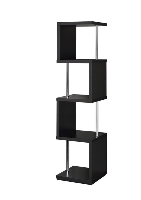 Modern Black Four-Tier Bookcase