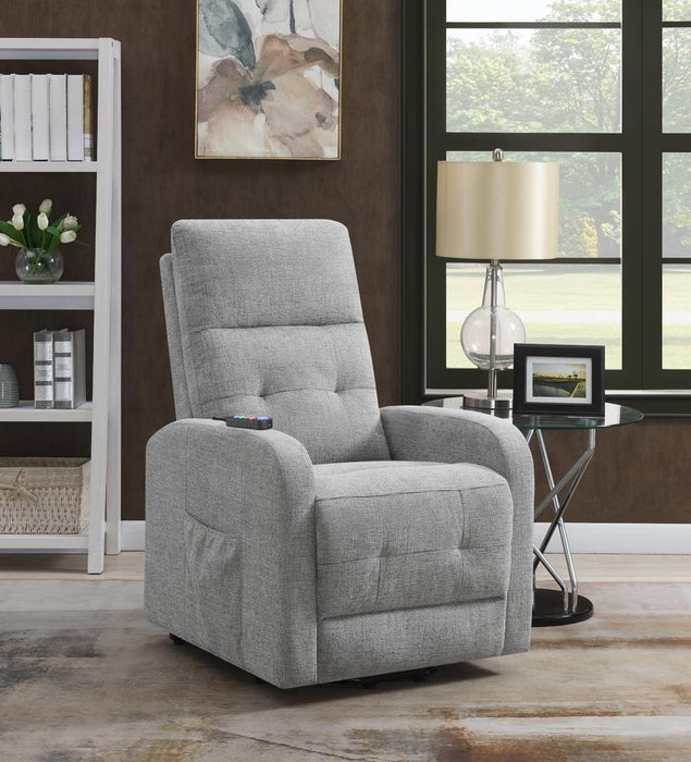 Howie Tufted Upholstered Power Lift Recliner Grey