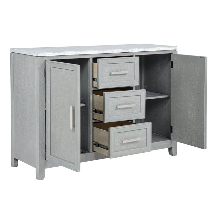 Fiona Marble Top Dining Buffet/Server-Mist Gray