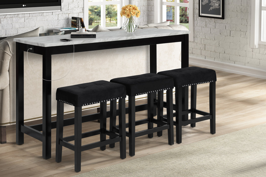 Celeste Theater Bar Table W/ 3 Stools-Black