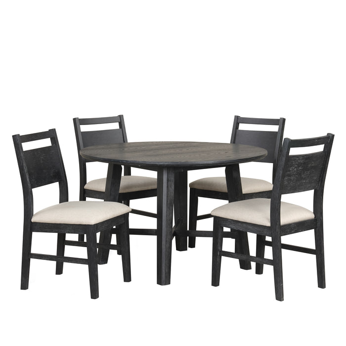 Sable Crest 5 Piece Round Dining Table & 4 Chairs-Black