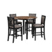 Potomac 42" Round Counter Table & 4 Chairs -Brown/Black