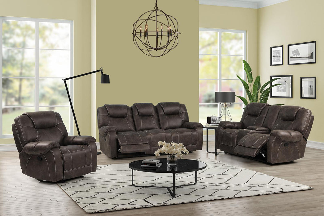 New Classic Furniture Anton Dual Recliner Sofa with Power Footrest in Chocolate