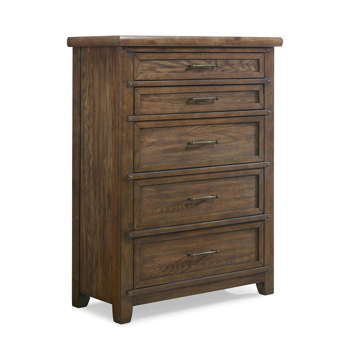 New Classic Furniture Fairfax 5 Drawer Lift Top Chest in Medium Oak image
