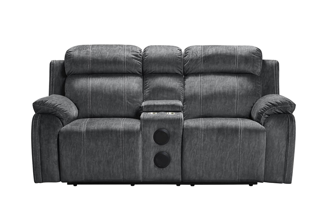 New Classic Furniture Tango Console Loveseat with Speaker in Shadow
