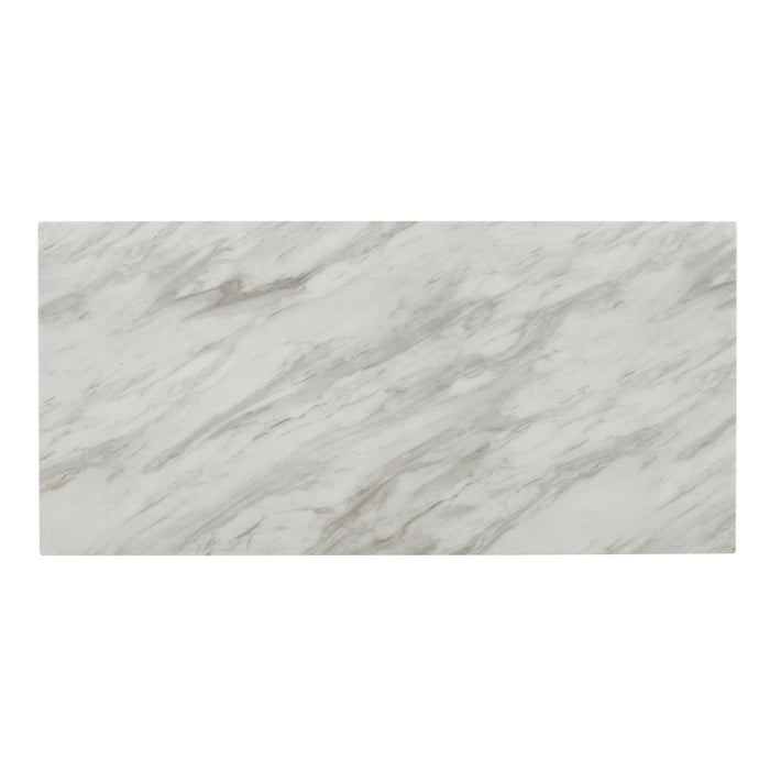 CELESTE DESK W/WHITE/GRAY FAUX MARBLE TOP-WHITE BASE