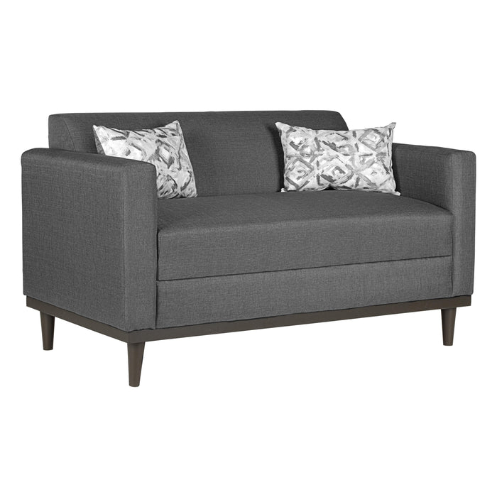AIDEN LOVESEAT W/2 THROW PILLOWS-SILVER GRAY