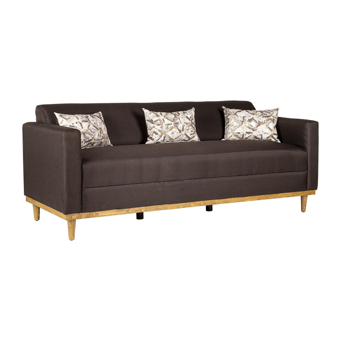 AIDEN SOFA W/3 THROW PILLOWS-CHOCOLATE