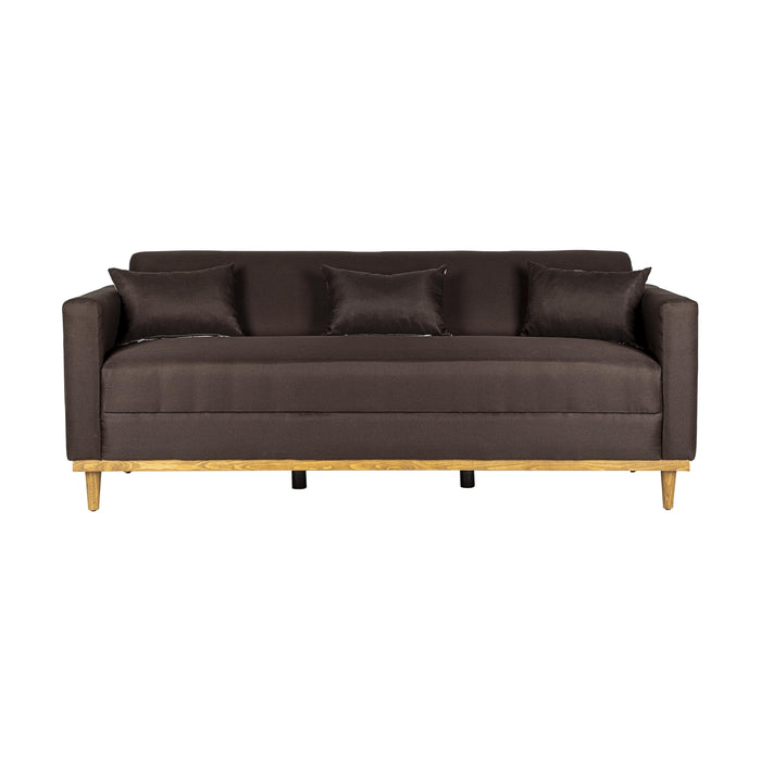AIDEN SOFA W/3 THROW PILLOWS-CHOCOLATE