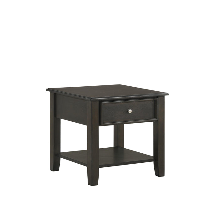 EVANDER END TABLE WITH DRAWER-ESPRESSO