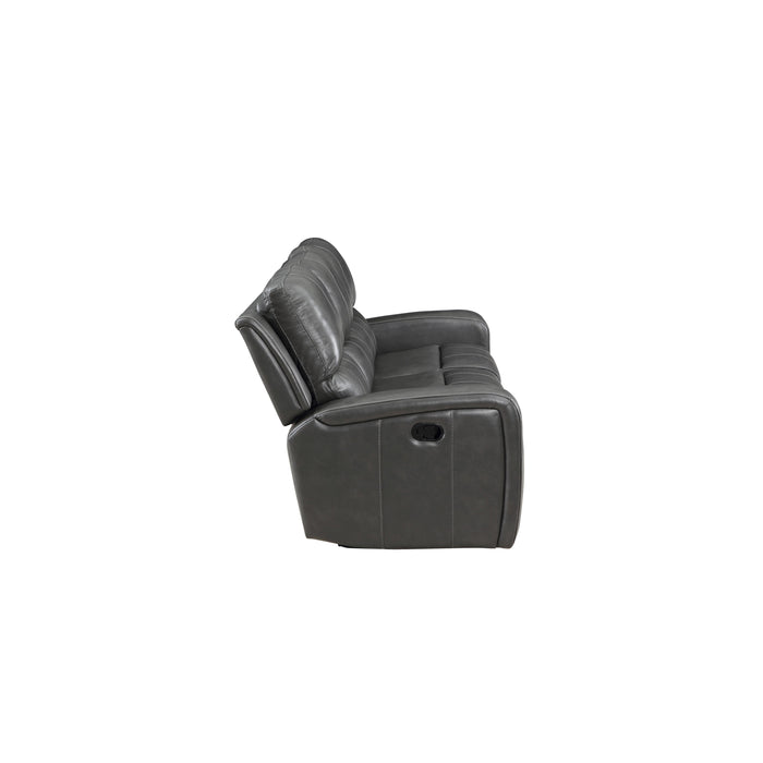 LINTON LEATHER SOFA W/DUAL RECLINER-GRAY