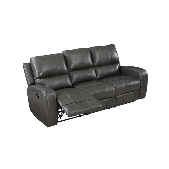 LINTON LEATHER SOFA W/DUAL RECLINER-GRAY