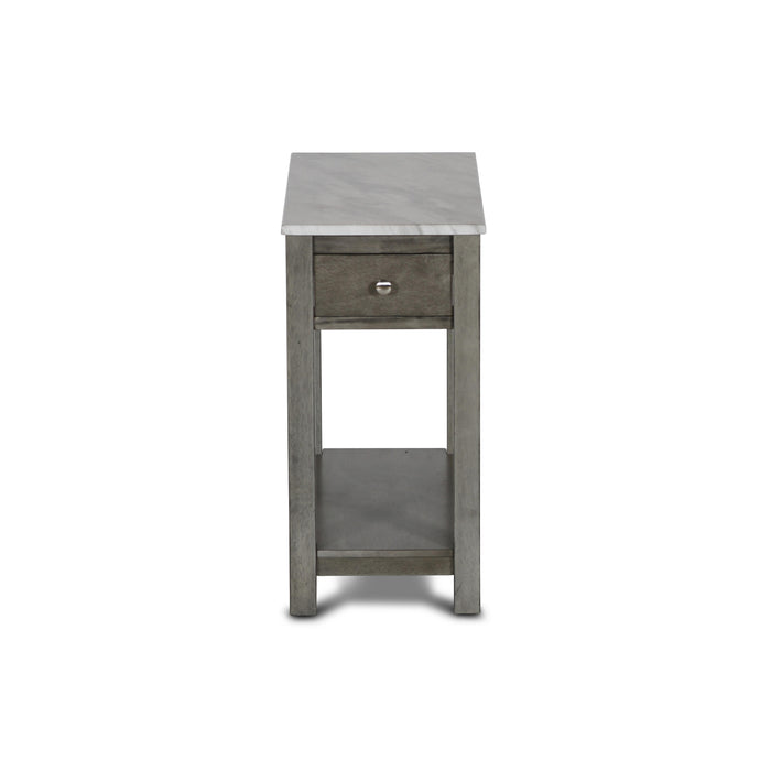 NOAH END TABLE WITH DRAWER-GRAY W/FAUX MARBLE TOP