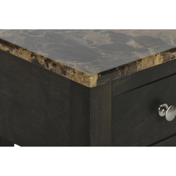 NOAH END TABLE WITH DRAWER-ESPRESSO W/FAUX MARBLE TOP
