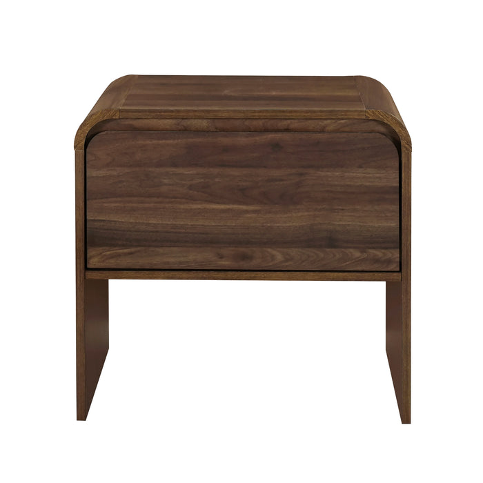 Mara One Drawer End Table / Bedside Table-Walnut