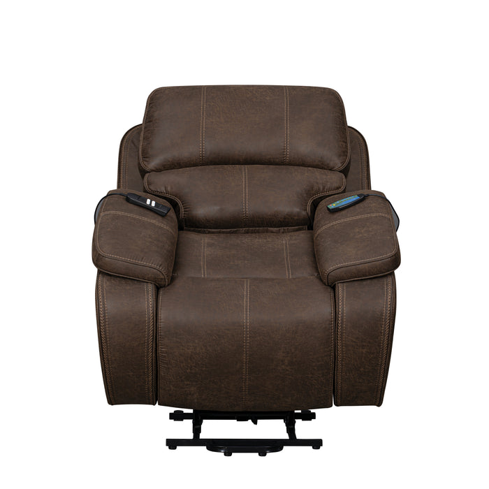 Brookings Power Lift Recliner W/ Heat & Massage-Brown