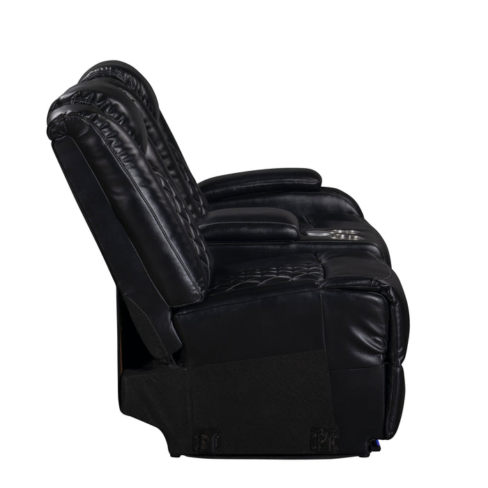 Orion Ii Raf Console Loveseat W/1 Recliner-Black