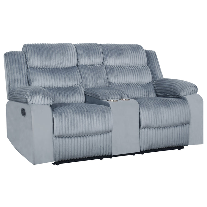 Willow Console Loveseat W/ Dual Recliners-Gray