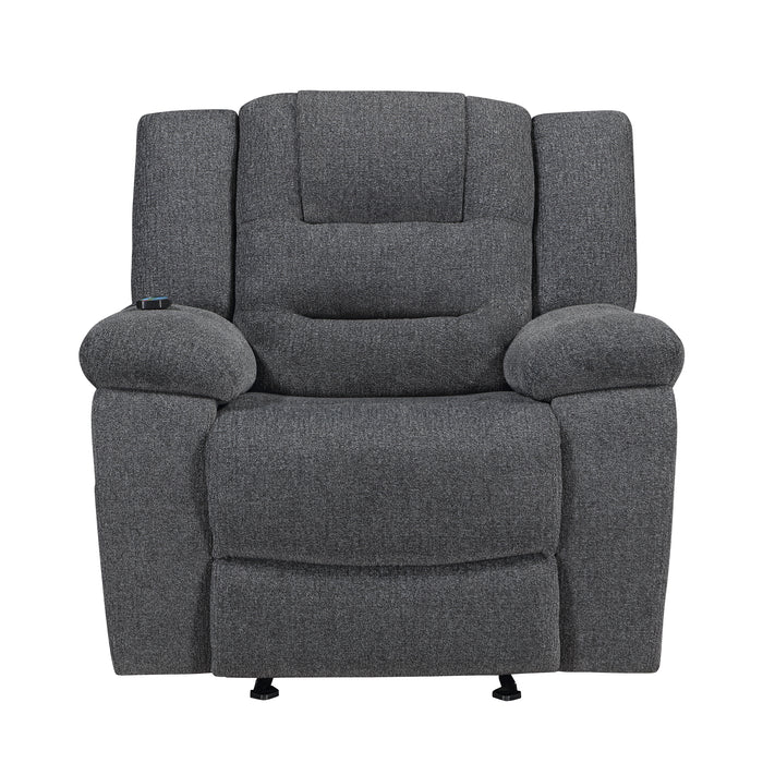 Redondo Glider Recliner W/Heat And Massage-Dk Gray