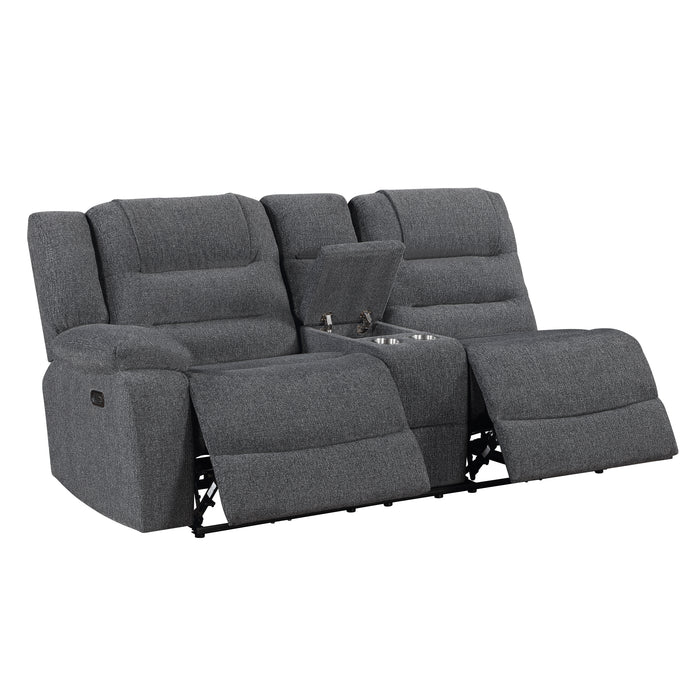 Redondo Laf Console Loveseat W/ 2 Recliners Pwr Fr-Dk Gray