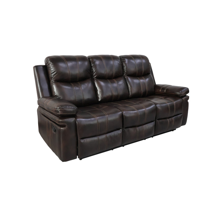 Kellen Sofa W/Dual Recliner & Drop Down Tray-Brown