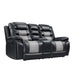Nikko Console Loveseat W/ Dual Recliners-Black/Gray