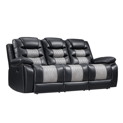 Nikko Sofa W/Dual Recliner-Black/Gray