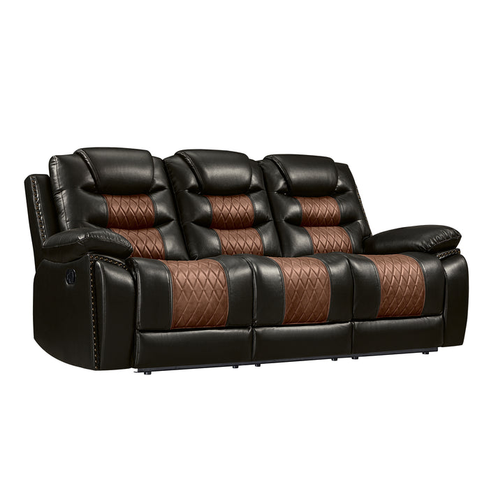 Nikko Sofa W/Dual Recliner-Brown