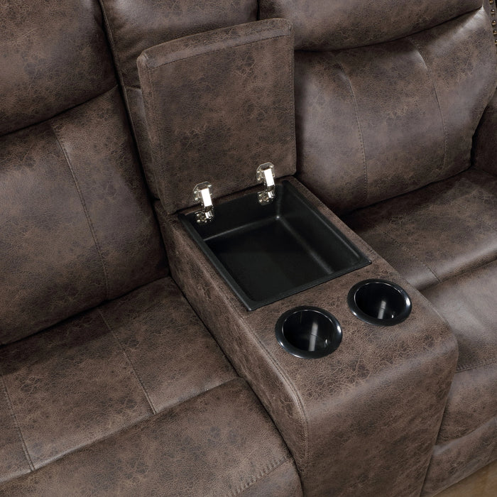 Quade Console Loveseat W/ Pwr Fr-Mocha